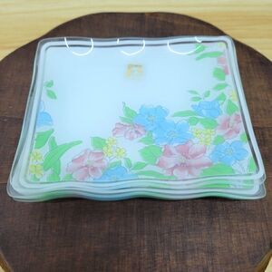Set of 5 Vintage FC Japan Glass Plates, Tip Trays